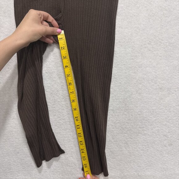 James Street Co Pants Womens Small Brown Ribbed Flare Split Hem Tencel Spandex - Picture 5 of 9